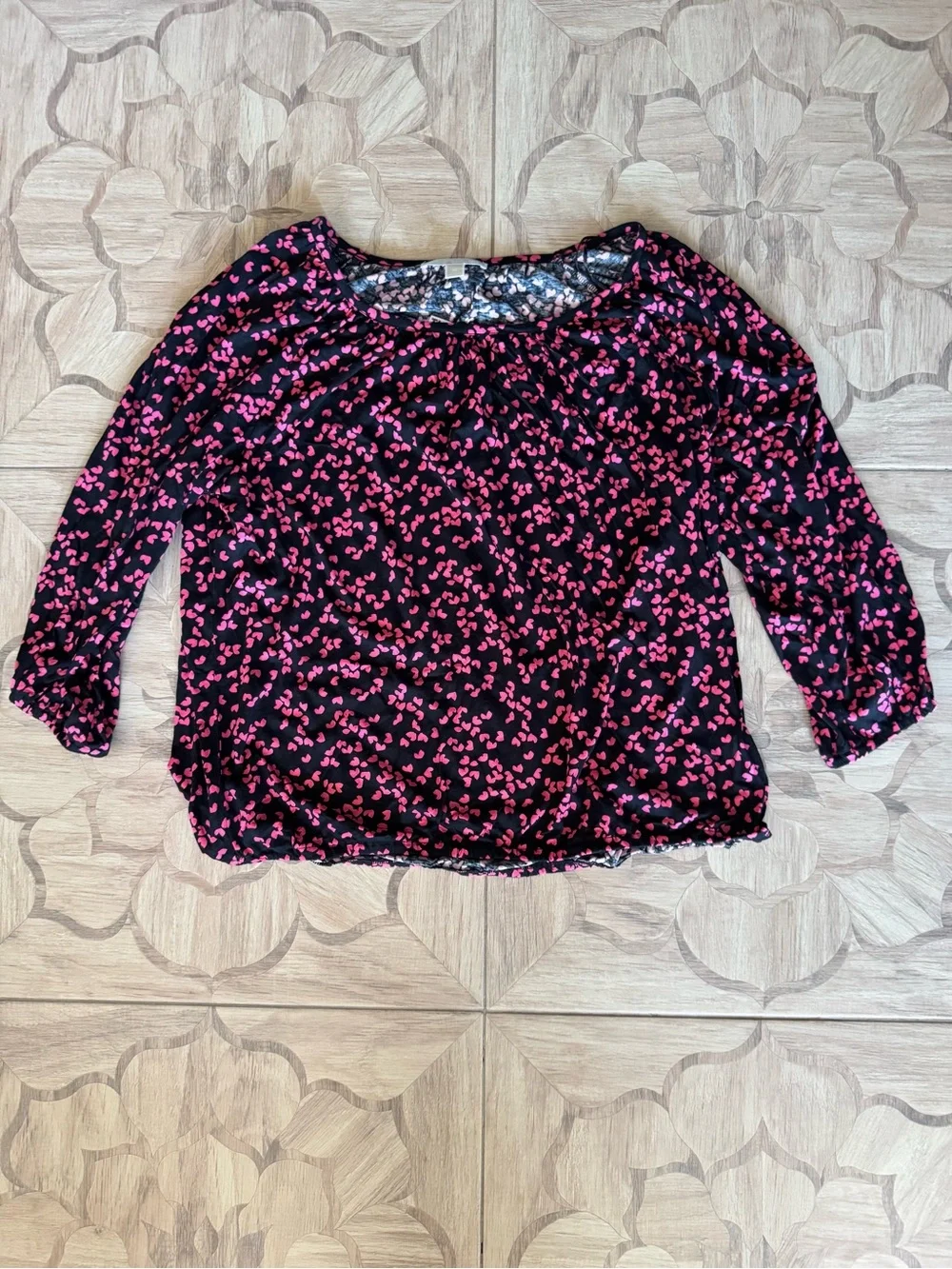 Michael Kors Black Blouse with Pink Print